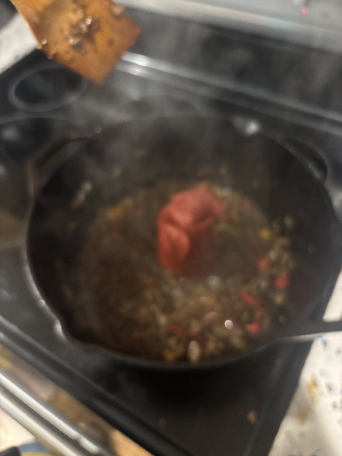 Diced onions sweating in the Dutch oven